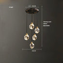 DecorBites™ Black Crystal Copper LED Chandelier - Art Deco Hanging Lamp for Dinning Room