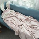 DecorBites™ Kawaii Rabbit Hooded Blanket: Coral Velvet Warm Throw Blanket for Adults and Kids