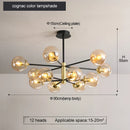 DecorBites™ Glass Ball LED Chandelier: Retro Round Wrought Iron Indoor Lighting for Kitchen, Living Room, Farmhouse