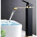 DecorBites™ Gold Black Waterfall Basin Faucet Mixer Tap Hot Cold Sink Brass Bathroom