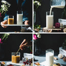 DecorBites™ 370ml Transparent Glass Square Tea Milk Cup - Temperature Resistant Juice Cup