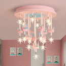 DecorBites™ Kids Resin Horse Paper Crane Ceiling Light - Blue Pink LED Bedroom Lamp