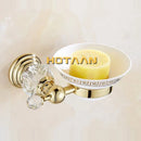 DecorBites™ Gold Crystal Bathroom Accessories Set: Luxe Brass Bath Hardware Wall Mount Collection