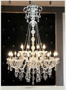 DecorBites™ Large Stair Crystal Chandelier 15 Arms Gold/Silver K9 Crystal Luxury Light