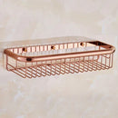 DecorBites™ Gold Brass Bathroom Shelf with Towel Hanger, Shampoo Holder, and Basket