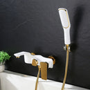 DecorBites™ Gold & White Wall Mounted Bathtub Faucet, Brass Bath Shower Mixer