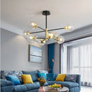 DecorBites™ Glass Ball LED Chandelier: Retro Round Wrought Iron Indoor Lighting for Kitchen, Living Room, Farmhouse