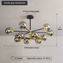 DecorBites™ Glass Ball LED Chandelier: Retro Round Wrought Iron Indoor Lighting for Kitchen, Living Room, Farmhouse