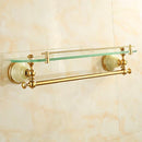 DecorBites™ Gold Bathroom Accessories Set: Shelf, Towel Rack, Holder, Brush Holder, Bath Hardware
