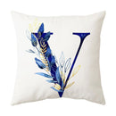 DecorBites™ Blue Alphabet Flower Letter Pillowcase for Home Decor