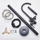 DecorBites™ Black Dual Handle Freestanding Bathtub Faucet Set Floor Standing Bath Mixer Tap