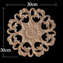 Round Wood Applique Wood Decal Wood Mouldings Onlay Unpainted European Carving Long Floral Wooden Furniture Decoration Corner