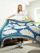 DecorBites™ Daisy Flower Knitted Blanket - Elegant Floral Decorative Sofa Slipcover & Couch Cover