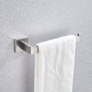 DecorBites™ Brushed Nickel Bathroom Hardware Set: Robe Hook, Towel Rail, Bar Rack, Shelf, Tissue Holder