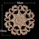 Round Wood Applique Wood Decal Wood Mouldings Onlay Unpainted European Carving Long Floral Wooden Furniture Decoration Corner