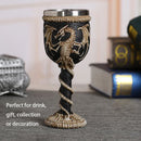 DecorBites™ Dragon Skull Goblet: Gothic Resin Stainless Steel Wine Glass for Cocktail Bar Party
