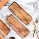 DecorBites™ Acacia Wood Breakfast Tray - Rectangular Fruit Plate with Wooden Cutlery