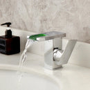 DecorBites™ LED Waterfall Basin Faucet White & Black Mixer Tap Deck Mount Solid Brass