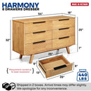 Harmony Solid Wood Dresser with 6 Drawers