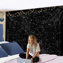DecorBites™ Interstellar Sky Map Constellations Tapestry- Black Galactic Wall Decor