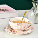 DecorBites™ Elegant Flower Tea Cup Set with Spoon & Saucer