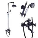 DecorBites™ Black Brass Rainfall Shower Mixer Faucet Set with 8" Showerhead and Handshower