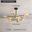 DecorBites™ Glass Ball LED Chandelier: Retro Round Wrought Iron Indoor Lighting for Kitchen, Living Room, Farmhouse