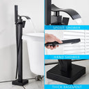 DecorBites™ Gold Bathtub Faucet Set Hot Cold Water Shower Mixer Tap Waterfall Floor Stand