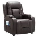 COMHOMA Recliner Chair, PU Rocking Chair for Adults, Swivel Recliner with Cup Holders, Heat and Massage, Single Sofa Seat with Side Pockets for Living Room, Bedroom (Black)