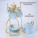 DecorBites™ Bone China Coffee Set Tea Luxury Porcelain Set with Teapot and Cups