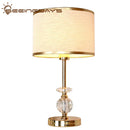 Modern gold crystal ball table lamp bedroom fabric shade