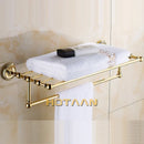 DecorBites™ Gold Brass Bathroom Accessories Set: Robe Hook, Paper Holder, Towel Bar, Towel Ring