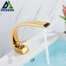 DecorBites™ Gold Basin Faucet: Deck Mount Black Chrome Mixer for Bathroom Washbasin