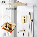 DecorBites™ Gold Rainfall Shower System with Wall Mount Mixer Tap Set