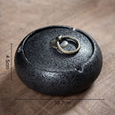 DecorBites™ Black Pottery Ashtray with Cover: Stylish, Large Capacity Ceramic Ashtray