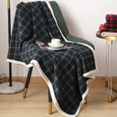 DecorBites™ Cozy Coral Fleece Plaid Blanket - Soft & Warm Flannel Bedspread