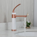 DecorBites™ LED Waterfall Basin Faucet White & Black Mixer Tap Deck Mount Solid Brass