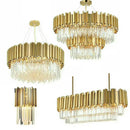 DecorBites™ Crystal LED Chandelier: Adjustable Metal Hanging Lamp for Living Room, Dining, Bedroom