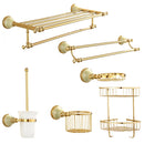 DecorBites™ Gold Bathroom Accessories Set: Shelf, Towel Rack, Holder, Brush Holder, Bath Hardware