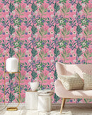 Elegant Pink Wallpaper with Wildflowers