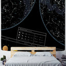 DecorBites™ Interstellar Sky Map Constellations Tapestry- Black Galactic Wall Decor