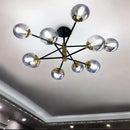 DecorBites™ Glass Ball LED Chandelier: Retro Round Wrought Iron Indoor Lighting for Kitchen, Living Room, Farmhouse