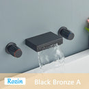 DecorBites™ Black Bronze Wall Mounted Waterfall Bathroom Faucet with Dual Handles