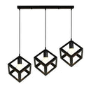 DecorBites™ Geometric Cube Pendant Lights Trio Metal Shades Square Ceiling Lamps