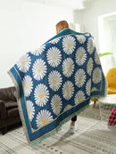 DecorBites™ Daisy Flower Knitted Blanket - Elegant Floral Decorative Sofa Slipcover & Couch Cover