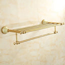 DecorBites™ Gold Bathroom Accessories Set: Shelf, Towel Rack, Holder, Brush Holder, Bath Hardware