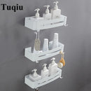 DecorBites™ Brushed Gold Aluminum Bathroom Corner Shelf Wall Mounted Shower Shampoo Holder