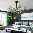 DecorBites™ Glass Ball LED Chandelier: Retro Round Wrought Iron Indoor Lighting for Kitchen, Living Room, Farmhouse