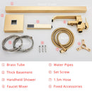 DecorBites™ Gold Bathtub Faucet Set Hot Cold Water Shower Mixer Tap Waterfall Floor Stand