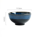 DecorBites™ Japanese Blue Ceramic Tableware Set - Rice Bowl, Plate, Spoon, Udon Ramen Bowl, Soup Dish